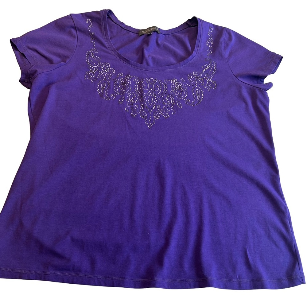 Addition Elle Vibrant Purple Tee with Silver Embellishment